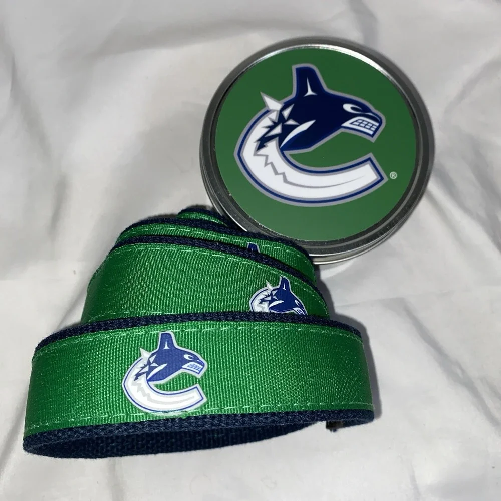 NEW Men's Vancouver Canucks NHL Hockey Gells Woven Belt Size Large 36-41